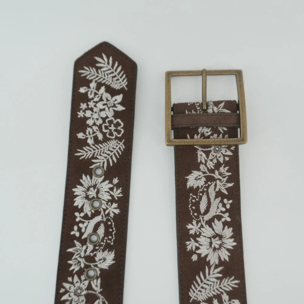 Floral Embroidered Belt Womens Large 34
